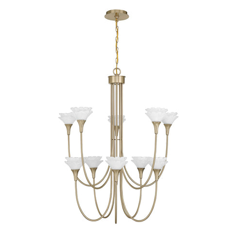 Florena 10-Light Chandelier in Noble Brass by Breegan Jane