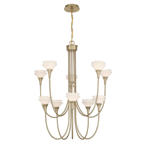 Florena 10-Light Chandelier in Noble Brass by Breegan Jane
