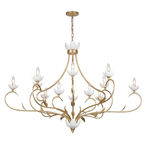 Muse 12-Light Chandelier in French Gold and White Cashmere by Breegan Jane