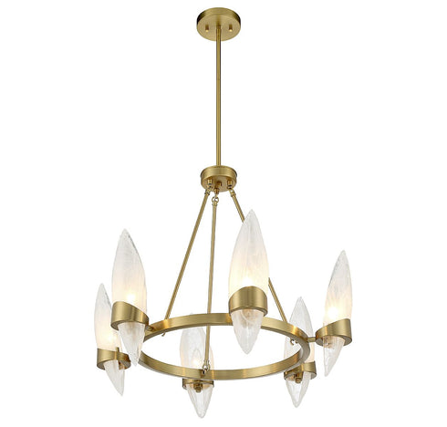 Nouvel 6-Light Chandelier in Warm Brass