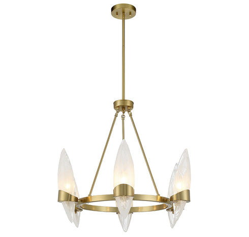 Nouvel 6-Light Chandelier in Warm Brass
