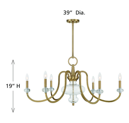 Bergdorf 6-Light Chandelier in Warm Brass
