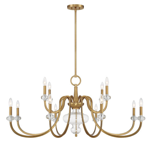 Bergdorf 12-Light Chandelier in Warm Brass