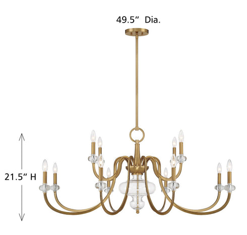 Bergdorf 12-Light Chandelier in Warm Brass