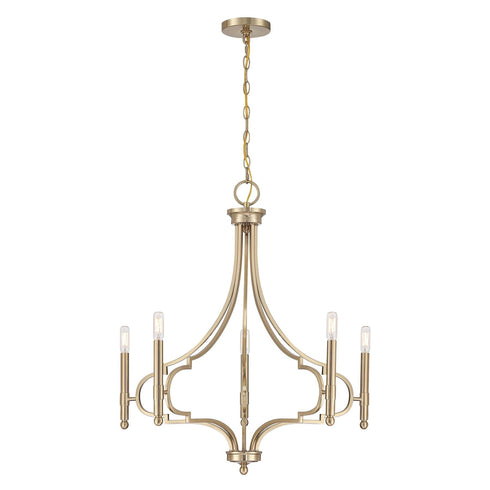 Woodlawn 5-Light Chandelier in Noble Brass
