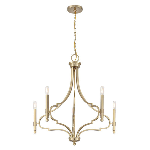 Woodlawn 5-Light Chandelier in Noble Brass