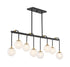 Couplet 8-Light Linear Chandelier in Matte Black with Warm Brass Accents