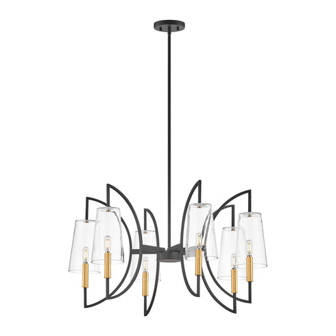 Hanley 6-Light Chandelier in Matte Black and Warm Brass