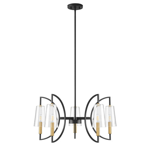 Hanley 5-Light Chandelier in Matte Black and Warm Brass