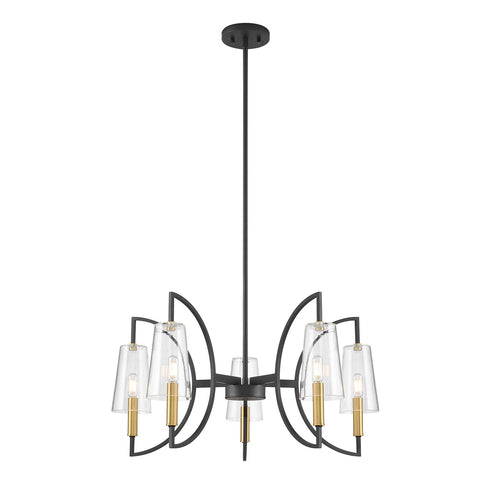 Hanley 5-Light Chandelier in Matte Black and Warm Brass