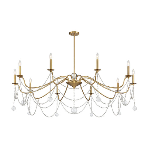 Mariposa 10-Light Chandelier in Warm Brass