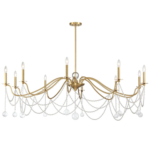 Mariposa 10-Light Chandelier in Warm Brass
