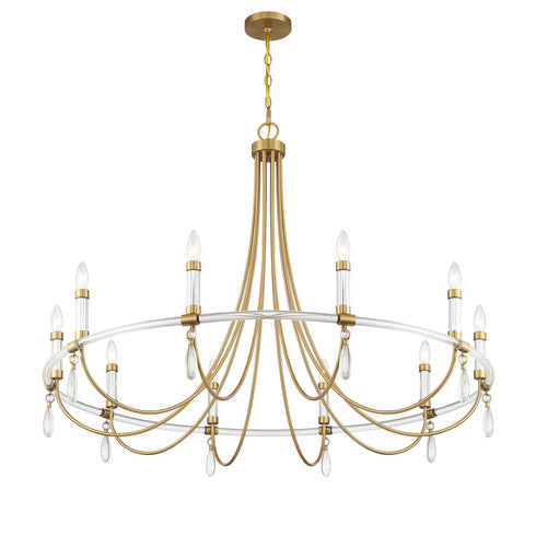 Mayfair 10-Light Chandelier in Warm Brass and Chrome