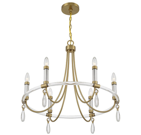 Mayfair 6-Light Chandelier in Warm Brass and Chrome