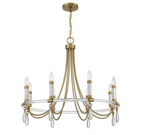 Mayfair 8-Light Chandelier in Warm Brass and Chrome