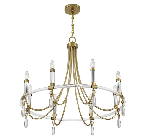 Mayfair 8-Light Chandelier in Warm Brass and Chrome