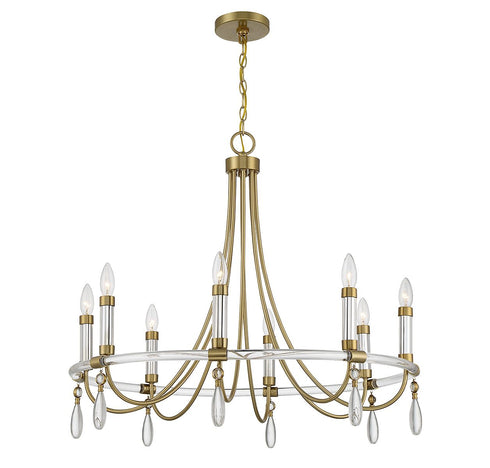 Mayfair 8-Light Chandelier in Warm Brass and Chrome
