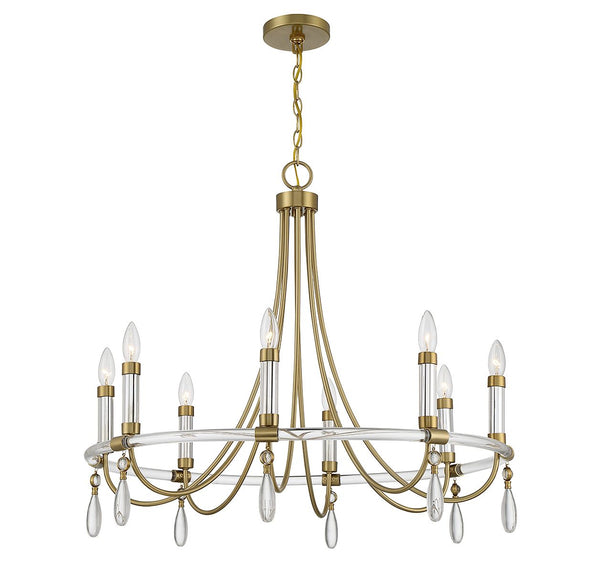 Mayfair 8-Light Chandelier in Warm Brass and Chrome
