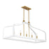 Sheffield 5-Light Linear Chandelier in White with Warm Brass Accents