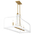 Sheffield 5-Light Linear Chandelier in White with Warm Brass Accents
