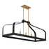 Sheffield 5-Light Linear Chandelier in White with Warm Brass Accents