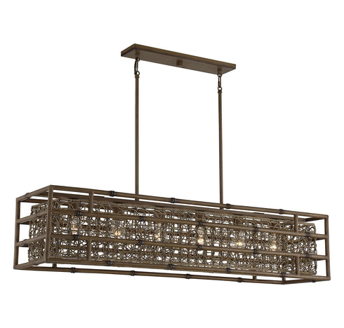 Treviso 6-Light Linear Chandelier in Grapevine