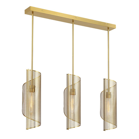 Hillbourne 3-Light Linear Chandelier in Warm Brass