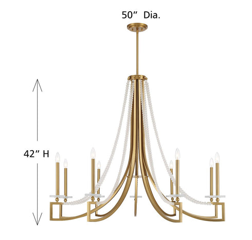 Helen 9-Light Chandelier in Warm Brass