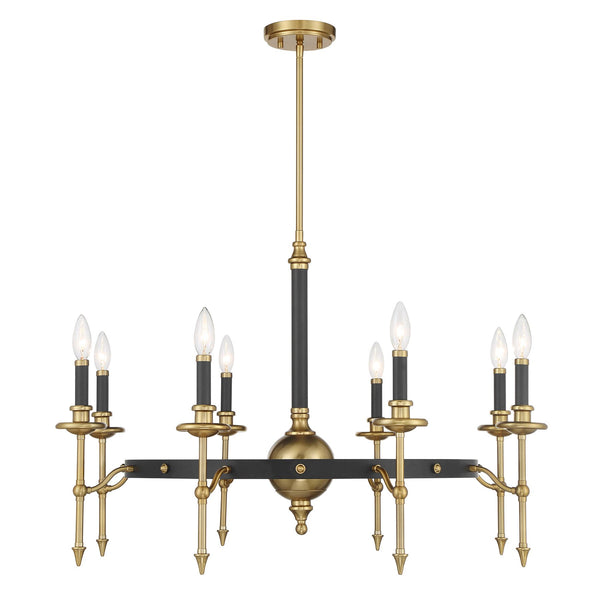 Consulate 8-Light Chandelier in Matte Black and Warm Brass