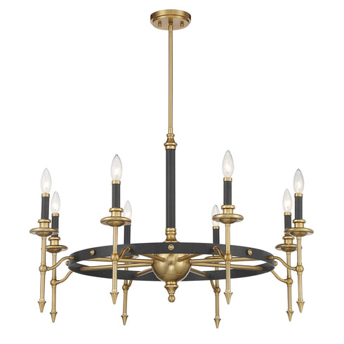 Consulate 8-Light Chandelier in Matte Black and Warm Brass