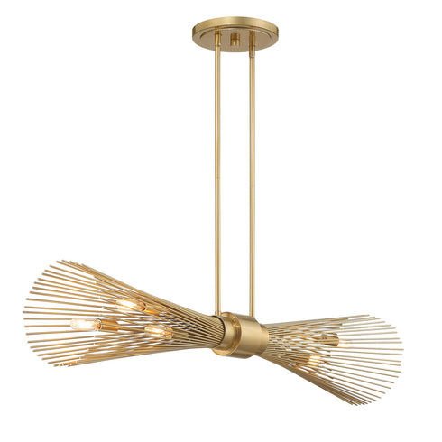 Longfellow 6-Light Linear Chandelier in Burnished Brass