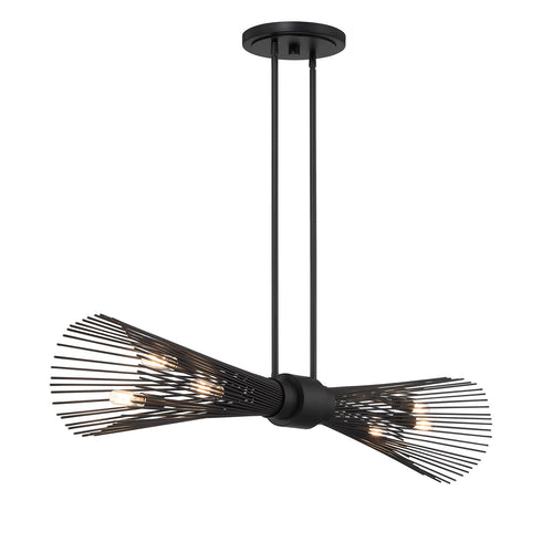 Longfellow 6-Light Linear Chandelier in Burnished Brass