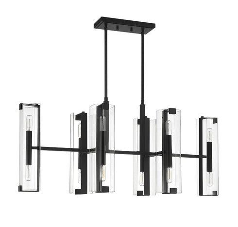 Winfield 12-Light Linear Chandelier in Matte Black