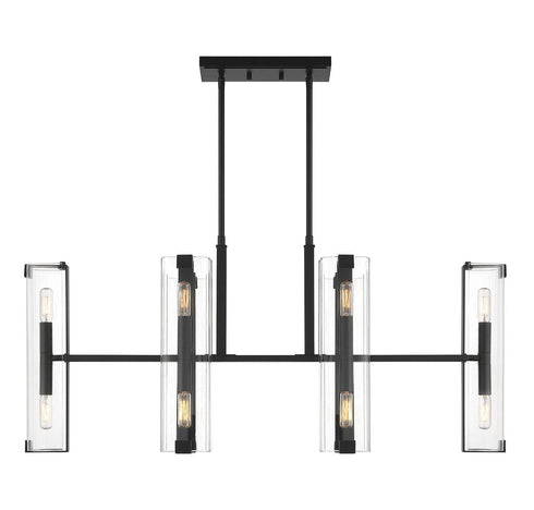Winfield 12-Light Linear Chandelier in Matte Black
