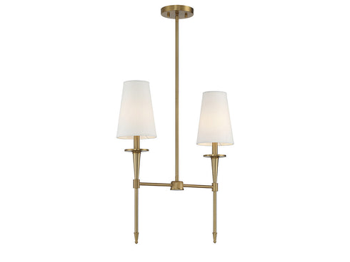 Trundle 2-Light Linear Chandelier in Warm Brass