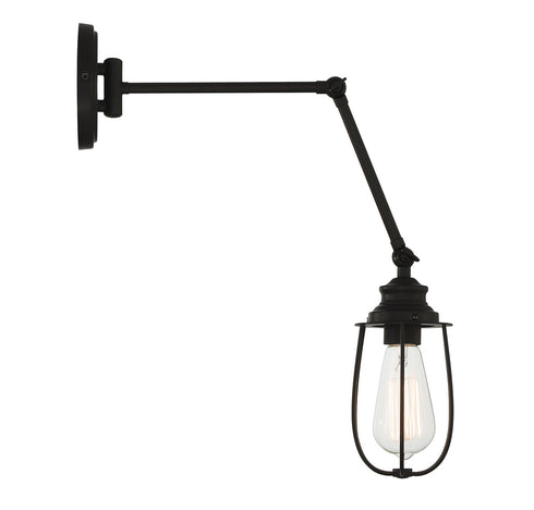 1-Light Adjustable Wall Sconce in Matte Black