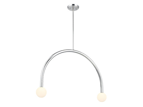 2-Light Chandelier in Natural Brass