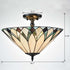 Monopoli 3-Light Tiffany Glass Semi-Flush Mount Ceiling Light