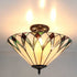 Monopoli 3-Light Tiffany Glass Semi-Flush Mount Ceiling Light