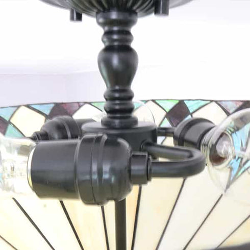 Monopoli 3-Light Tiffany Glass Semi-Flush Mount Ceiling Light