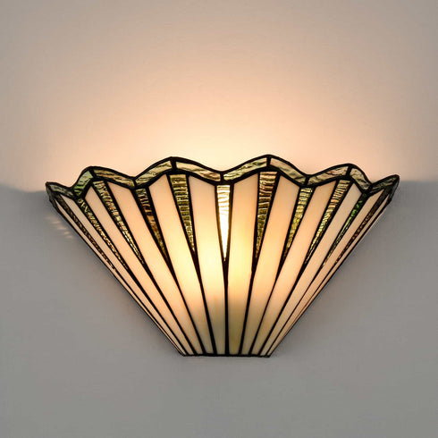 Montefalco Tiffany Stained Glass Wall Sconce, 1-Light Black Wall Mount Lamp