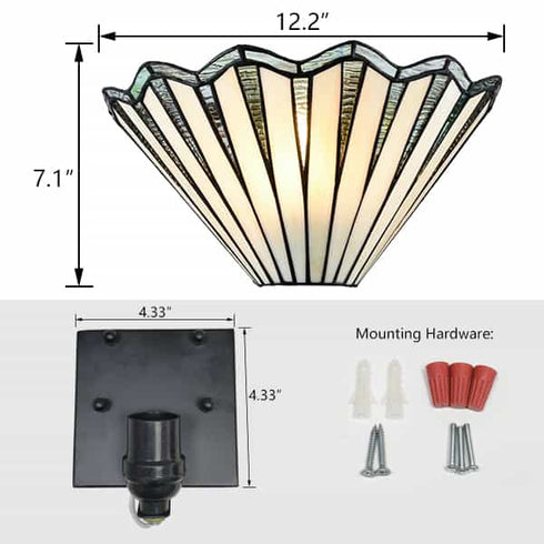Montefalco Tiffany Stained Glass Wall Sconce, 1-Light Black Wall Mount Lamp