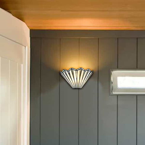 Montefalco Tiffany Stained Glass Wall Sconce, 1-Light Black Wall Mount Lamp