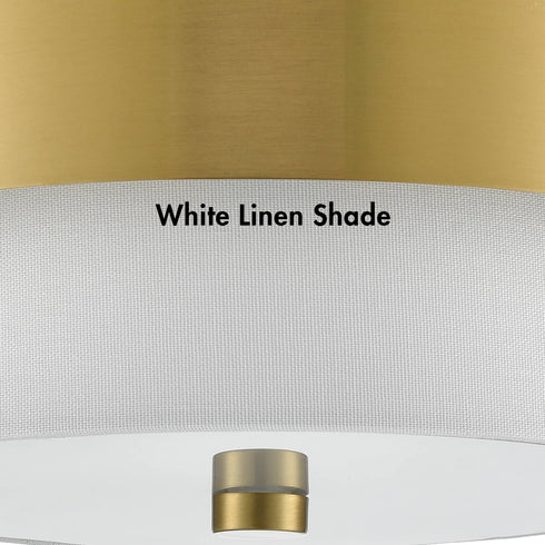 Modern Gold Ceiling Light Flush Mount with White Linen Shade