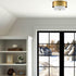 Modern Gold Ceiling Light Flush Mount with White Linen Shade