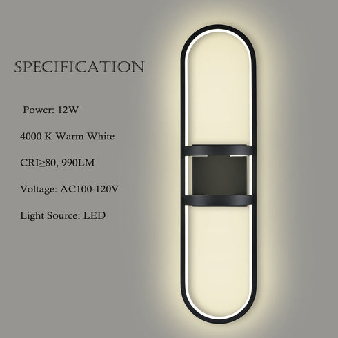 Dolomite Black LED Wall Sconce Modern Wall Light Indoor