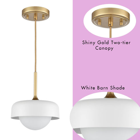 Venezia Industrial Modern Barn Pendant Light Glass Shade 1-Light