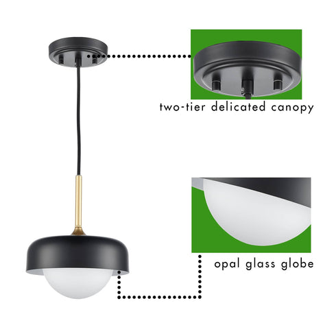 Venezia Industrial Modern Barn Pendant Light Glass Shade 1-Light