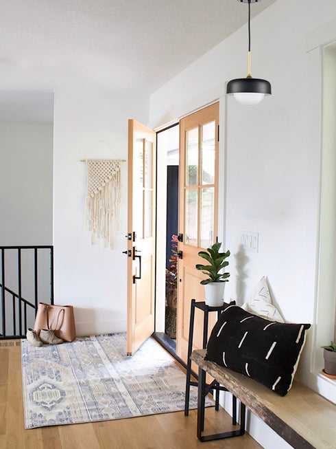 Industrial Modern Black Barn Pendant Light with Glass Shade