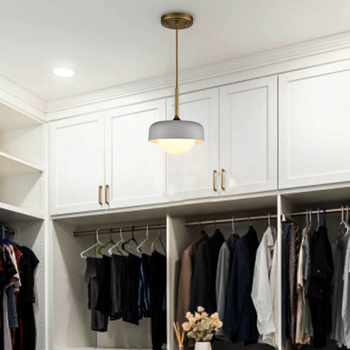 Industrial Modern Kitchen Pendant Light White Barn and Glass Shade